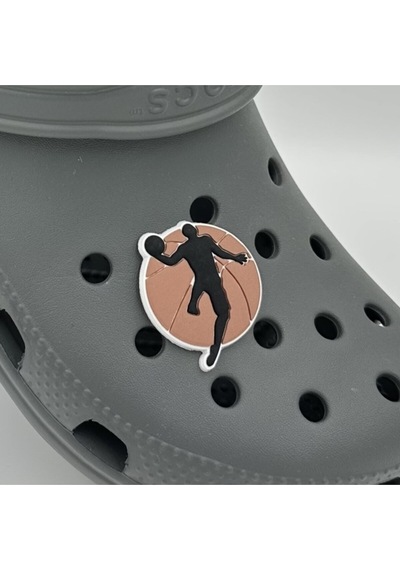 Crocs Terlik Süsü Ve Aksesuarı , Çanta Süsü Renkli Jibbitz Jordn Basket 05 Görselli Figür Aksesuarı Kiremit-siyah-beyaz