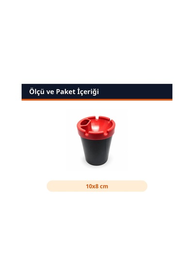 Trobus Çakmak Hazneli Bardak Tipi Kokusuz Oto Küllük 10x8 Cm Kırmızı Siyah