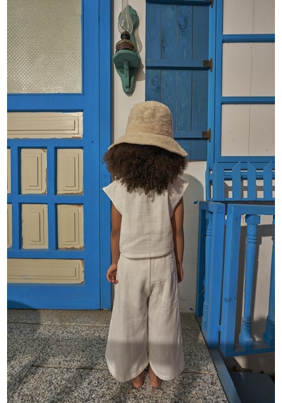 Ohlalakoala Mare Linen Kruvaze Pantolonlu Takım Beyaz