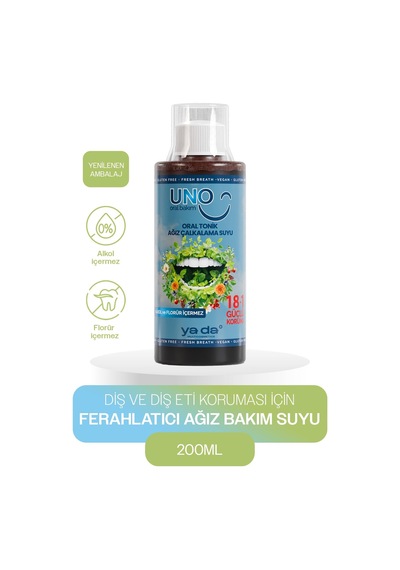 Uno Oral Tonik Ferahlatıcı Ağız Bakım Suyu, Sağlıklı Diş Ve Diş Etleri İçin, 200ml