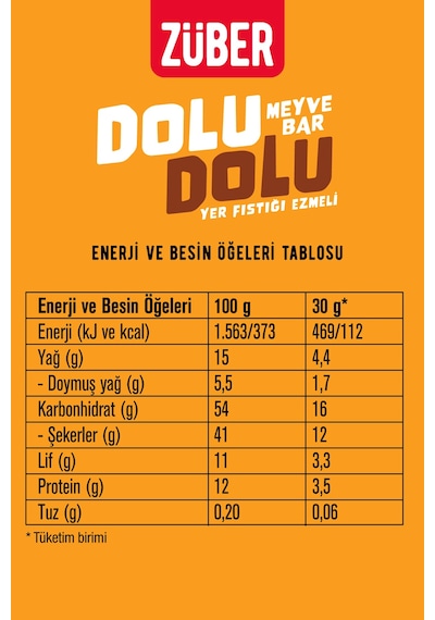 Züber Dolu Dolu Yer Fıstığı Ezmeli Meyve Bar 30 G X 10 Adet Diğer