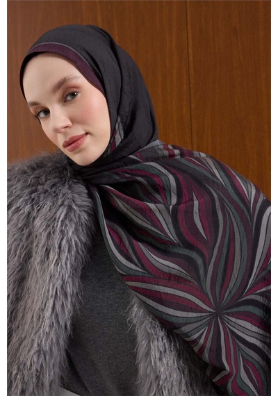 Silk Home Viskon Karışımlı Mayda Şal Antrasit Zemin Çok Renkli Desenli Tok Duruşlu 190x70