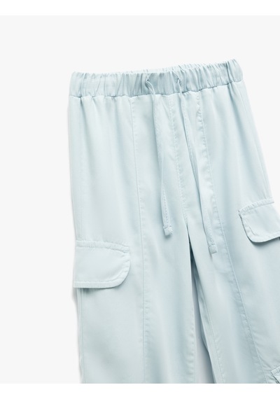 Koton Beli Bağcıklı Kargo Cep Detaylı Jogger Pantolon Mavi 5skg40071ad Mavi