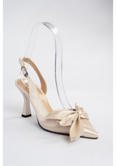 Fox Shoes Vizon Kumaş Kadın Topuklu Ayakkabı K752092404 vizon