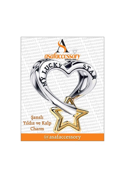 Şanslı Yıldız Ve Kalp Charm / Asafaccessory Gümüş