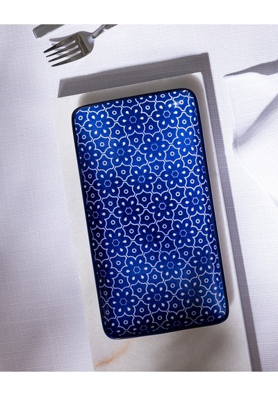 Reve Bleu Mais Dikdörtgen Tabak - 22 Cm - Mavi/beyaz 8684427225332 Çok Renkli