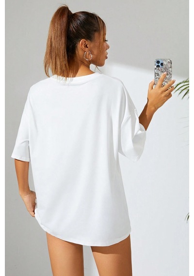 Unisex Houston Baskılı Tasarım Tshirt Beyaz