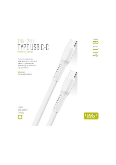 Powerway Ty07 Type-C Usb-C 2.0 Şarj Kablosu 2000 Ma