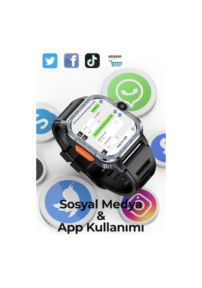 Wearfitpro Wrwatch 5g Lite Sim Kart Çift Kameralı Btk Yeni Nesil Özelliklere Sahip 51mm Akıllı Saat Siyah