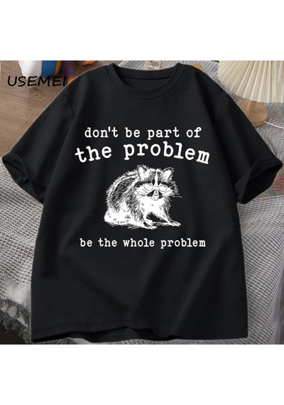 Flood Of Style Sorunu Parçası Olmayın T-shirt Erkekler Kadınlar İçin Komik Alaycı Ravintage Vintage Hayvan T Siyah