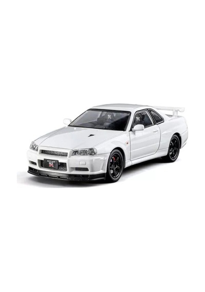 Nissan Skyline Gtr R34 1:24 Diecast Metal Model Araba Koleksiyon Sesli Işıklı Beyaz