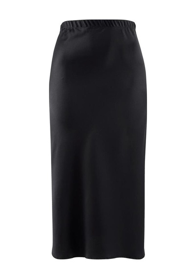 BULALGİY Kadın Siyah Saten Uzun Etek - BGA408463 - Siyah