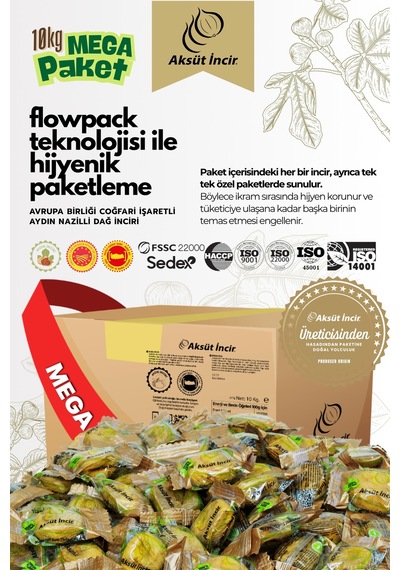 Üreticisinden Jumbo Boy Hijyenik Tek Tek Paketli Aydın İnciri Ab Coğrafi İşaretli 10kg Mega Paket