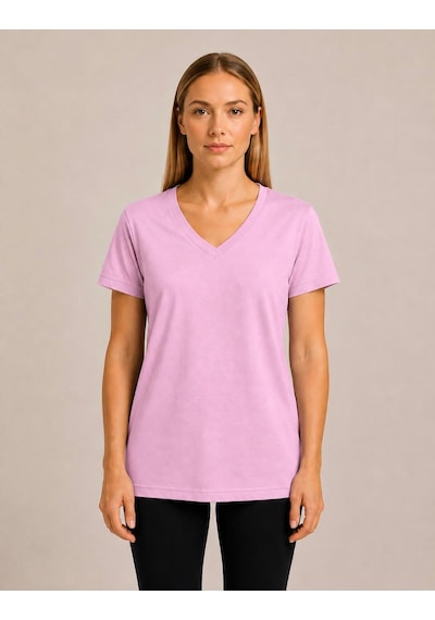 Axxel Kadın Pembe Kısa Kollu Pamuklu Oversize Rahat Kesim T-shirt-d804-k