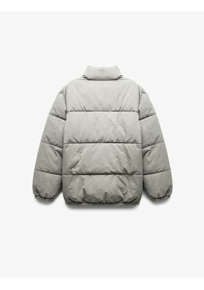 Koton Dik Yaka Cep Detaylı Fermuarlı İçi Polarlı Kışlık Mont Taş 6wam20090hw Taş