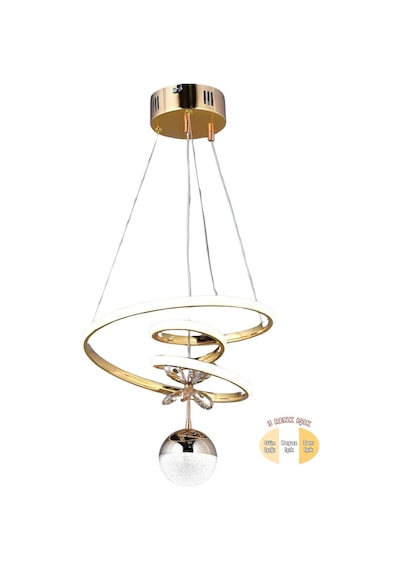 Ey-El Tasarım Kaos Mini Tekli Gold 3 Renk Ledli Sarkıt Avize Gold