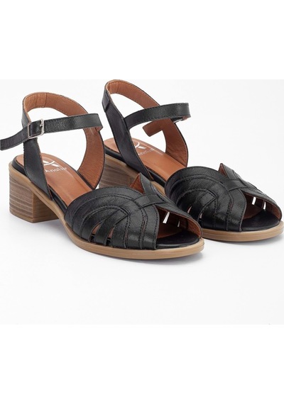 Analin Shoes Kadın Hakiki Deri Bilekten Bağlı Sandalet - Kahve Siyah