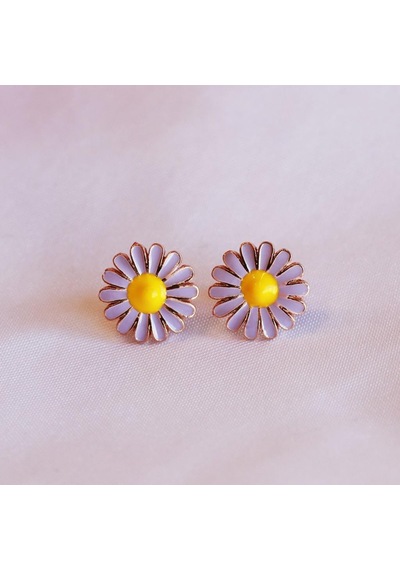 Mor Mineli Papatya Model Rose Gold Kaplama Gümüş Küpe Gümüş