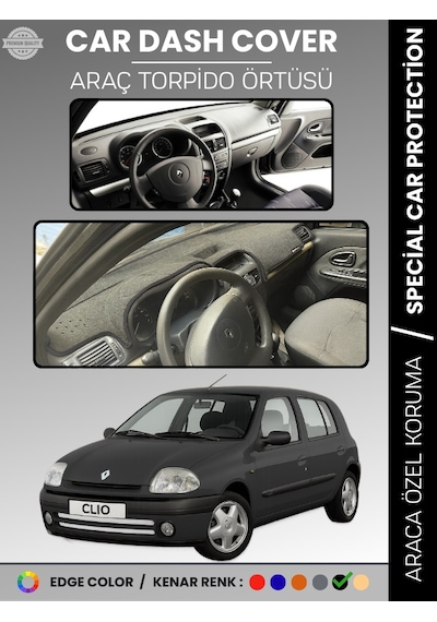 Renault Clıo 2 Ekranlı + Çukurlu 2001-2012 Torpido Örtüsü Ön Göğüs Koruma Torpido Koruma - 992 Stiloto