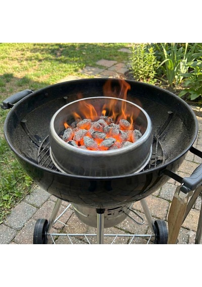 Yuvarlak Küre Barbekü Kömür Tutucu Çember - Ters Düz Kullanılabilir Vortex Kömür Aparatı