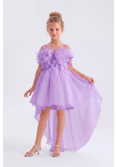 Mnk Baby & Kids Kız Çocuk Kuyruklu Kristal Limni Abiye Elbise M00856 Lila