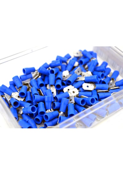 1,50-2,50mm Kablo Ucu 6,3 Erkek Mavi Izolasyonlu Sıkmalı 200 Adet 1,5-2,5 Mm