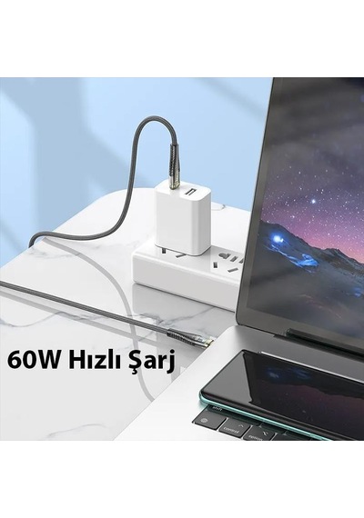 Hoco U121 Gold Standard Transparent Discovery Edition 60w Type-c To Type-c Hızlı Şarj Ve Data Kablosu 1.2metre