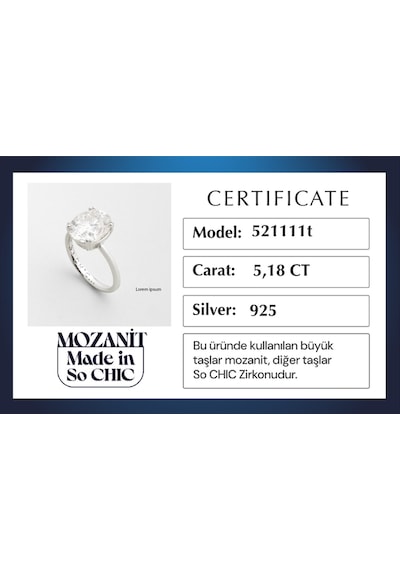 Mozanit Rüyası 18 Ayar Beyaz Altın Kaplama Gümüş Tektaş Yüzük Beyaz