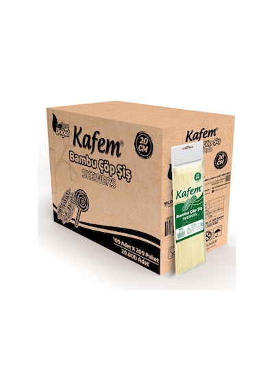 Kafem Bambu Çöp Şiş 25 CM 100 Lü x 200 Paket (Koli) Kafem Bambu Çöp Şiş 25 CM 100 Lü x 200 Paket (Koli)