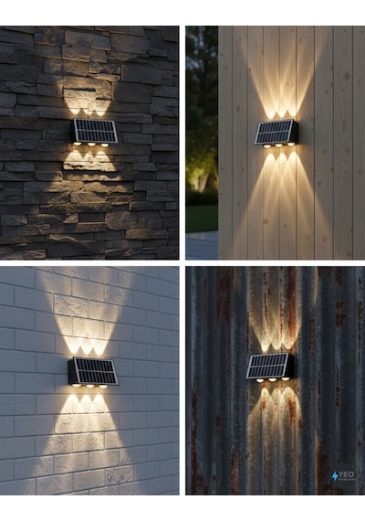 30 Watt Güneş Enerjili Duvar Aplik Siyah Renkli