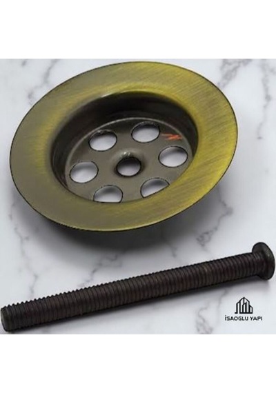 İsaoğlu Yapı Antik Gold Lavabo Gideri Eskitme Süzgeç Antik Gold Vida Dahil Gold Altın