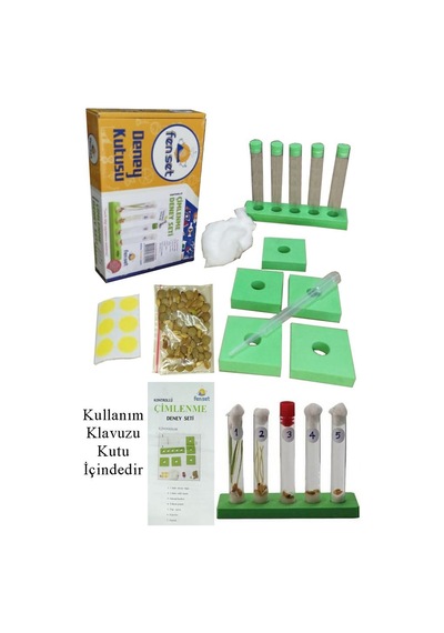 Çimlenme Deney Seti 1 Paket Kontrollü Çimlenme Deney Seti 5 Adet Deney Tüpü Tıpa Deney Tüp Standı Tohum