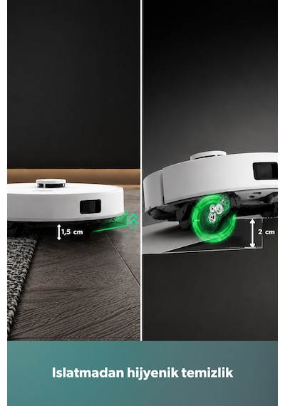 Homend Alex 30 Otomatik Boşaltım Sistemli Moplu 20.000 Pa Robot Süpürge