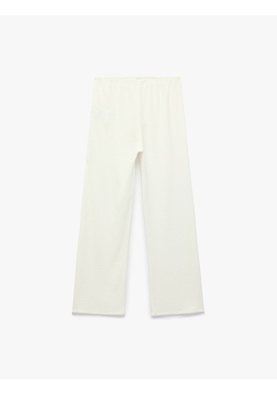Koton Bürümcük Kumaş Düz Bol Paça Pantolon Beyaz 6sak40110ek