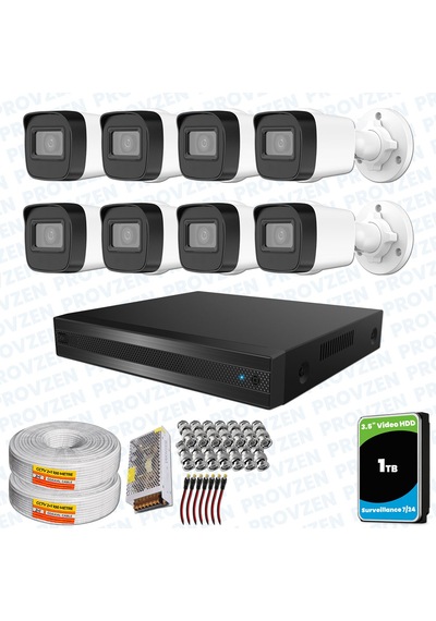 Provzen Hikvision Rv 8 Kameralı Full Hd Geniş Açı Güvenlik Kamerası 1tb