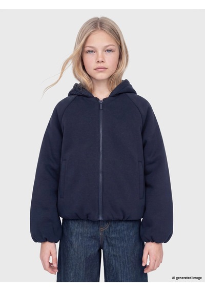 LC Waikiki Lcw Kids Lacivert Kapüşonlu Kız Çocuk Ceket Dark Navy