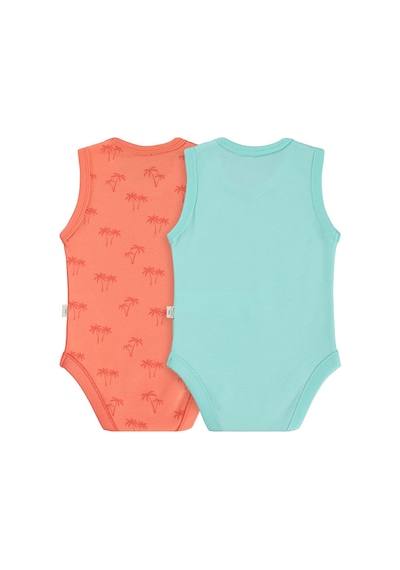 Civil Baby Palmiye Baskılı 2'li Set 3-18 Ay Çıtçıtlı Badi - Mercan-mint