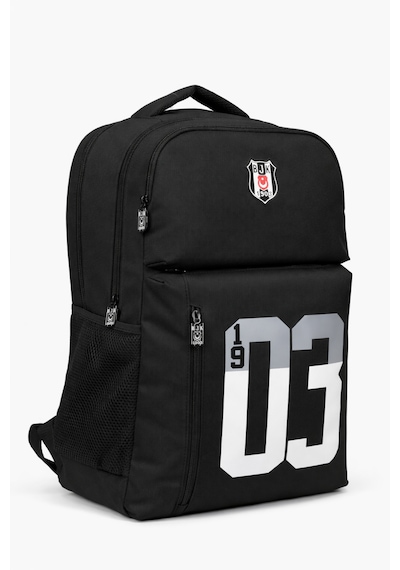Beşiktaş Lisanslı 3 Bölmeli Sırt Çantası - Laptop Gözlü Su İtici Kumaşlı 1903 Baskılı Okul Çantası Siyah