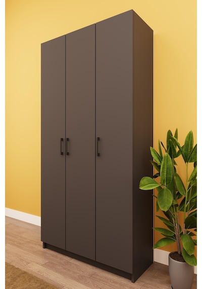 Asra Trend Vestiyer & Portmanto V-07 %100 MDF 3 Kapaklı Ayakkabılık Dolabı Koyu Gri
