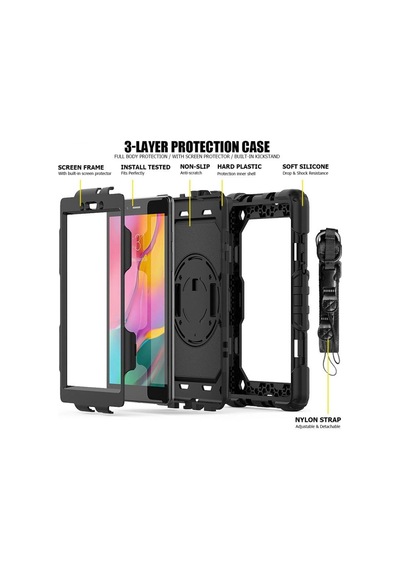 Samsung Samsung Uyumlu Galaxy T290 Tab A 8 Kılıf Pars Tablet Kapak - Siyah