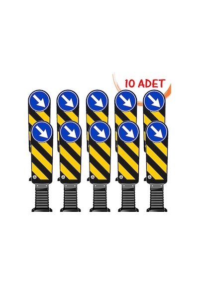 Refüj Uyarıcı Duba Esnek Refüj Başı Tabelası Plastik Refüj Ayırıcı 90 Cm Evelux 200mm 10 Adet