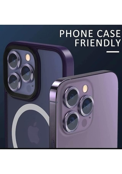 Safir Lens Safir Mercek Koruması İphone 14 Pro Ve 14 Promax İle Uyumlu Gerçek Safir Cam Kamera Lens Koruyucu Çelik Halka Hd 9d Kırılmaz Cam Renk : Derin Mor 50 x 22