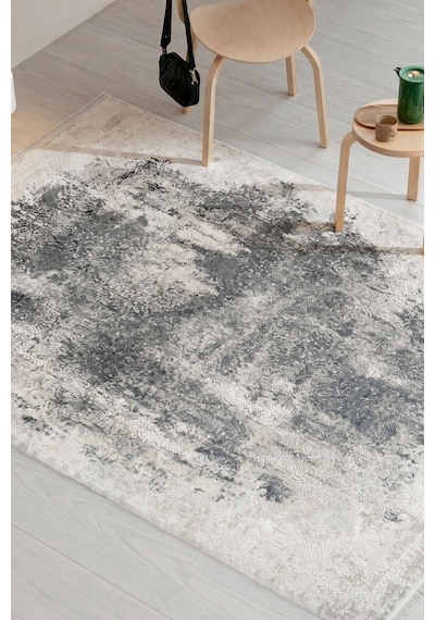 Sembol 2908 Gri Eskitme Desenli Akrilik Salon Halısı