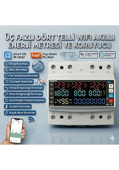 Onoff Tuya Wifi Akıllı Yüksek Voltaj Düşük Voltaj Kaçak Akım Güc Tüketimi Zamanlama Uzaktan Kontrol Anahtar Röle 63 Amper 0
