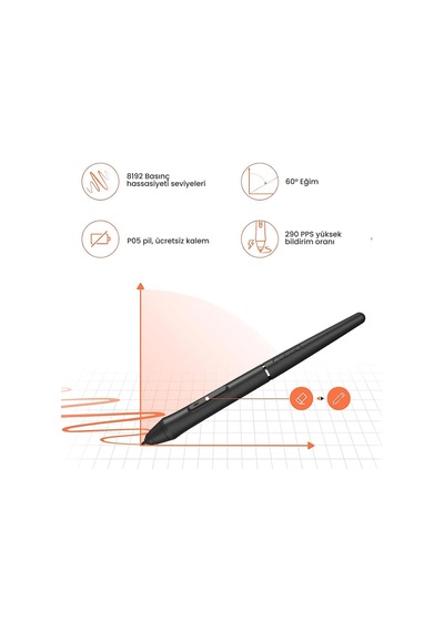 Veikk VO1060 V2 10x6" 16384Levels 5080 LPI Grafik Tablet+Kalem