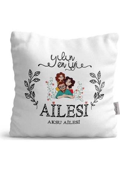 Kişiye Özel Yılın En Iyi Ailesi Saten Yastık - 1