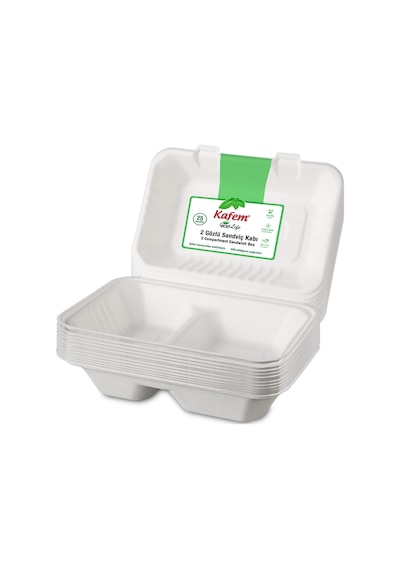 Kafem Ekolojik 2 Göz Kapaklı Karton Tabak 25 Li X 5 Paket