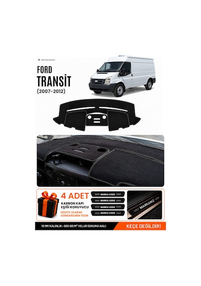 Ford Transit 2007-2012 Uyumlu Torpido Koruma, Torpido Örtüsü, Torpido Kılıfı - Siyah