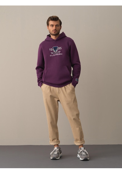 Xint Mor Regular Fit Kapüşonlu Pamuklu Sweatshirt 300275
