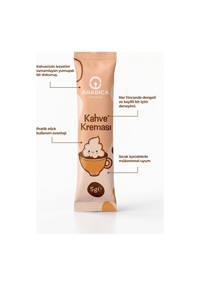 Arabica Coffee House Kahve Kreması Stick 5 Gr X 100 Adet Kahvenize Yumuşak Ve Dengeli Bir Dokunuş